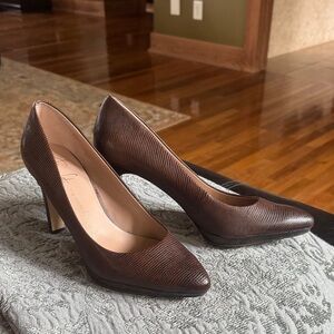 Franco Sarto Dark Brown Textured Heels